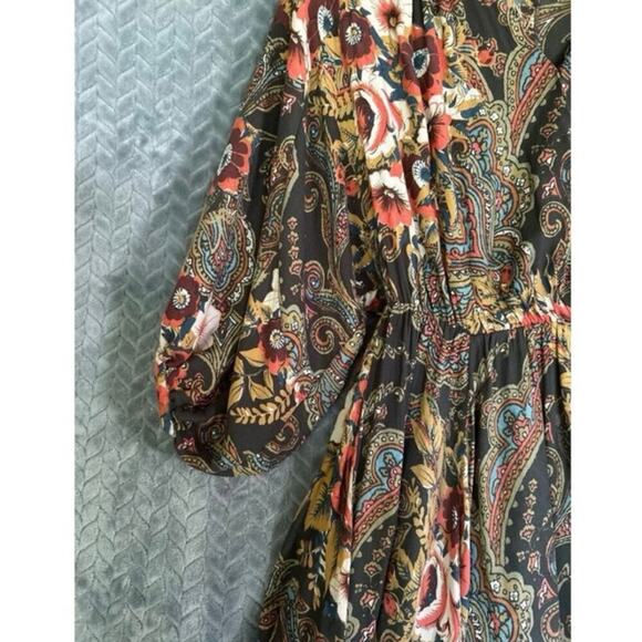 Free People High Plains Tunic Paisley V-Neck Mini Dress Women’s Size Small - Picture 5 of 7